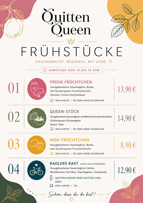 Samstags Frühstückskarte..