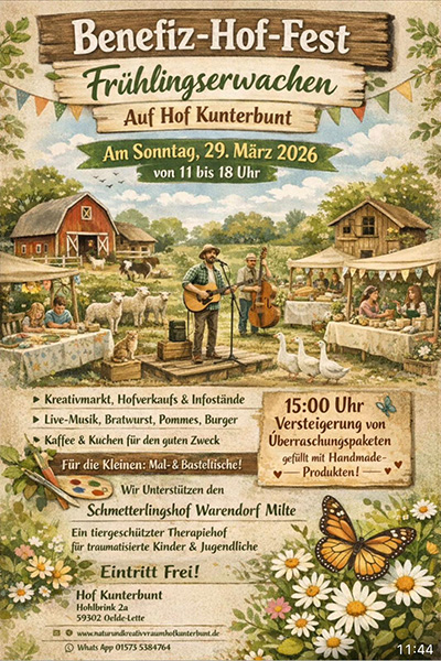 Benefiz-Hof-Fest und Kreativmarkt am 29.3.